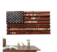 American Flag Design Challenge Coin Holder - Wooden Coin Holder for Collectible | Sturdy and Decorative Desk or Shelf Stand Perfect for and Tops