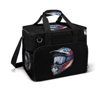 American Flag Dirt Bike Helmet Motocross Large Lunch Bag Soft Cooler Bag Insulated Thermal Bag Reusable Grocery Bags for Office Picnic Beach