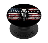 American flag Dirt Bike Racing Life Graphic PopSockets Adhesive PopGrip
