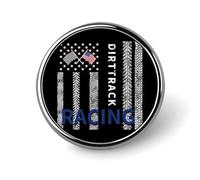 American Flag Dirt Racing Track Round Brooch Pin Badge Lapel Tie Pin for Women Men Office Worker Teacher Decor