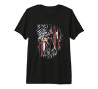American Flag Doberman Dog Portrait Premium T-Shirt