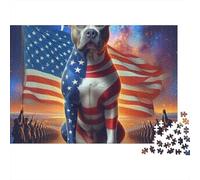 American Flag Dog 1000 Piece Jigsaw Puzzle Paper for Adults Night Scenery Puzzle Game for Family Relaxing Home Decoration Gift 70x50cm/1000pcs