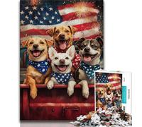 American Flag Dog Puzzles for Teenagers Teens 1000pc Puzzle,Educational Games Home Decoration Deal As Gifts for The Whole Family (50x75cm)