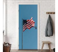 American Flag Door Stickers for Interior Doors Blue Door Murals Self Adhesive 3D Wallpaper Decals for Bedroom Bathroom Living Room Decor 37.4"x84.6" A-0799