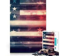 American Flag Double Exposure Adult Jigsaw1000 Pieces Memory Skill Fun Stable Fit No Shifting Parts Compact Fun for Family Game Time (38x26cm)