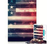 American Flag Double Exposure Jigsaw Puzzle 1000 Piece Mind Train Fun Burr Free Clean Cut Pieces Absorbing Activity for Quiet Nights (50x75cm)