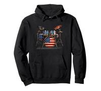 American Flag Drum Drumset 4th of July USA Patriotic Drummer Pullover Hoodie