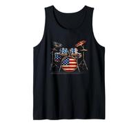 American Flag Drum Drumset 4th of July USA Patriotic Drummer Tank Top