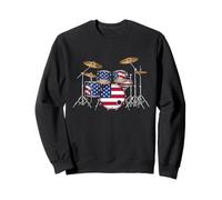 American Flag Drum Drumset Lover USA Drummers Drumming Gifts Sweatshirt