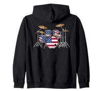 American Flag Drum Drumset Lover USA Drummers Drumming Gifts Zip Hoodie