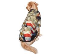 American Flag Eagle Fireworks Print Dog Hoodie Pet Sweatshirt, Warm, Soft And Breathable Hooded Clothes For Medium To Large Dogs, Easy-To-Wear Design, For Winter And Fall