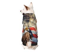 American Flag Eagle Fireworks Print Dog Hoodie Sweatshirt For Small Dogs, Warm, Soft And Breathable Pet Clothes, Easy To Wear Jumper For Winter And Fall Warm