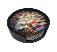 American Flag Eagle Fireworks Table Decor, Coasters Drinks, Beer, Coffee Coasters, Suitable Kinds Cups, Hot & Cold, Set of 6