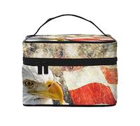 American Flag Eagle Fireworks Travel Makeup Bag - Elegant and Spacious Cosmetic Organizer for On-The-Go