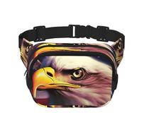 American Flag Eagle Fireworkswaist Bag for Men Women - Adjustable Double Fanny Pack for Travel, Sports, and Daily