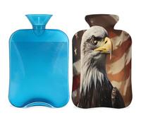 American Flag Eagle Hot Water Bottle with Cover, 2L Hot Water Bag for Pain Relief, Neck and Shoulder, Hand Feet Warmer