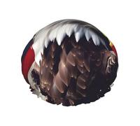 American Flag Eagle Independence Day Double Layer Waterproof Shower Cap For Women, Reusable Bath Hat With Elastic Band, Keep Hair Dry For Shower And Skincare