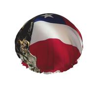 American Flag Eagle Independence Day print Shower Cap for Women Double Layer Elastic Bath Cap for Home Spa Hotel and Hair Salon