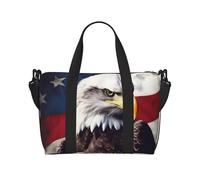 American Flag Eagle Independence Day Water-Resistant Crossbody Travel Bag, Large Carry-On with Adjustable Strap, Multi-Compartment Weekender for Gym, Travel, Outdoor