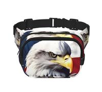 American Flag Eagle Independence Daywaist Bag for Men Women - Adjustable Double Fanny Pack for Travel, Sports, and Daily
