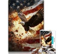 American Flag Eagle Jigsaw Puzzles for Adults Teenagers Jigsaws Puzzle,Challenging To Complete But Fun And Humorous Educational Game for Birthday (75x50cm)
