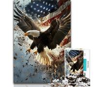 American Flag Eagle Jigsaw Puzzles for Teenagers 1000 Jigsaws,Staycation Kill Time Every Piece Is Unique - Challenging Family Fun Game 38x26cm