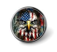 American Flag Eagle Round Brooch Pin Badge Lapel Tie Pin for Women Men Office Worker Teacher Decor