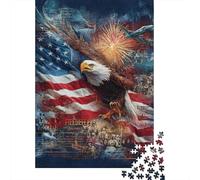 American Flag Eagle T-Shirt Jigsaw Puzzles Puzzles for Adults Kids. 1000 Piece Impossible Challenge Toy Educational Game Home Decoration for Adults& Kids Age 14 Years Up 38x26cm/1000pcs