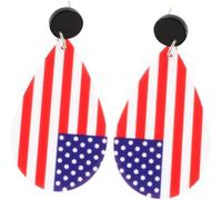 American Flag Eardrop Earrings Red Blue Stripes Geometric Acrylic Drop Dangle Jewelry Hypoallergenic Material, Handcrafted Craftsmanship, Exquisite Detail Women Independence Day Celebration Accesso...