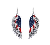 American Flag Earrings | Flag Rhinestone - Patriotic Red White Blue Drop Earrings,for Travel wing
