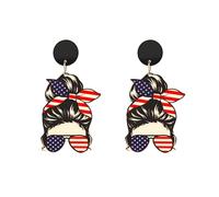 American Flag Earrings for Women - Patriotic Acrylic Dangle Earrings - Lightweight 4th of July USA Flag Accessories