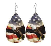American Flag Earrings for Women Teardrop Leather Earring Double Sided Drop Dangle Earrings Lightweight Women's Ear Accessories Jewelry Fashion Birthday Gift