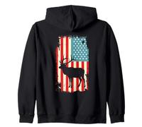 American Flag Elk Hunting Hunter Outdoors Wildlife Zip Hoodie