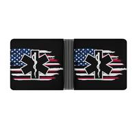 American Flag EMS Star of Life EMT Paramedic Medic Novelty Billfold Wallet Funny Wallets Bill Coin Card Holder Funny Pouch Purse for Men Women