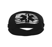 American Flag EMS Star of Life EMT Paramedic Medic Sports Sweatbands for Men Women Non Slip Elastic Wristbands Headbands for Basketball Tennis Workout Gym Yoga Absorbent Breathable (Black)