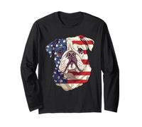 American Flag English Bulldog Dog 4th Of July Long Sleeve T-Shirt