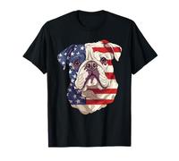 American Flag English Bulldog Dog 4th Of July T-Shirt