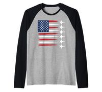 American Flag Fighter Jet Tribute Design Raglan Baseball Tee