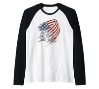 American Flag Fighter Jets Military Fighter Jets Flying Raglan Baseball Tee