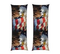 American Flag Fire Eagle Print Faux Short Fleece Soft Pillow Covers For Bed Sofa Couch, Long Body Pillowcase With Zipper