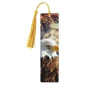 American Flag Fire Eagle Print Wooden Bookmark Bookmarks with Tassels Book Marks for Reading Hardcover Books Notebooks