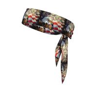 American Flag Fire Eagle Printing One-Pack Tie Headbands Moisture Wicking Athletic Sports Head Band For Men And Women