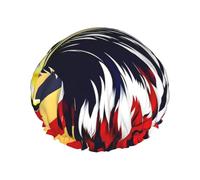 American Flag Fire Eagle Shower Caps, Waterproof Bath Caps Reusable Shower Caps Band Bath Hair Hat For Women Ladies