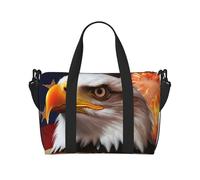 American Flag Fire Eagle Water-Resistant Crossbody Travel Bag, Large Carry-On with Adjustable Strap, Multi-Compartment Weekender for Gym, Travel, Outdoor