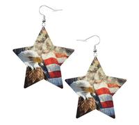 American Flag Fire Eagle Women's Fashion Earrings, Celestial Dangle Earrings, Star Shape Jewelry for a Versatile