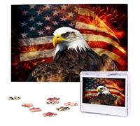 American Flag Fire Puzzles for Adults 1000 Pieces, Wooden Puzzle Personalized Jigsaw Puzzles from Photos, Challenging Puzzle Art Painting Home Decor Birthday Party Gift (29.5" x 19.7")