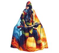 American-Flag-Firefighter-Axe Adult Witch Hooded Cape, Halloween Costume Hooded Cloak