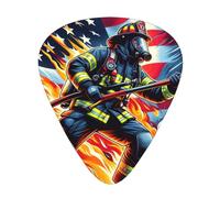 American-Flag-Firefighter-Hero 12 Pack Guitar Picks With 3 Thicknesses And Storage Box, Abs Plectrums For Electric Bass Guitar Players