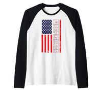 American Flag Firefighter USA United States Raglan Baseball Tee