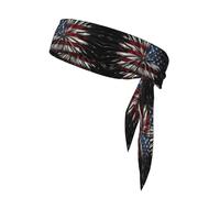 American Flag Firework Double-sided athletic bandage with printed sports headband suitable for tennis ninja karate running and yoga